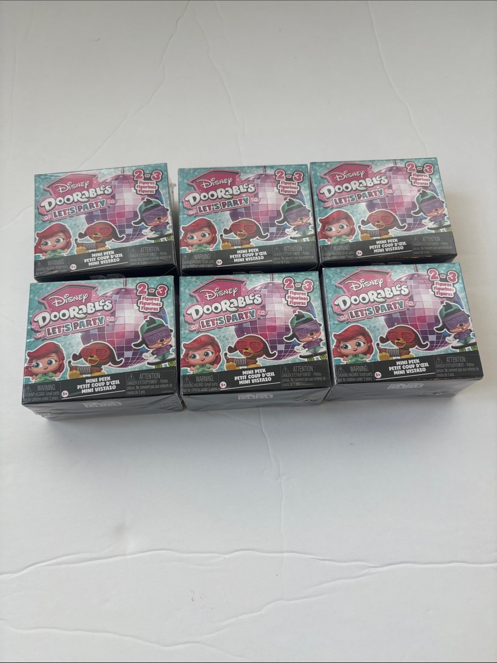 Disney Doorables Let's Party! Lot of 6 Blind Mystery Mini Figures Boxes Sealed